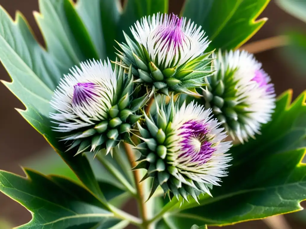Majestuosos cardos marianos con semillas relucientes Detalles asombrosos de cardo mariano, sus beneficios para el sistema inmunológico y su belleza natural