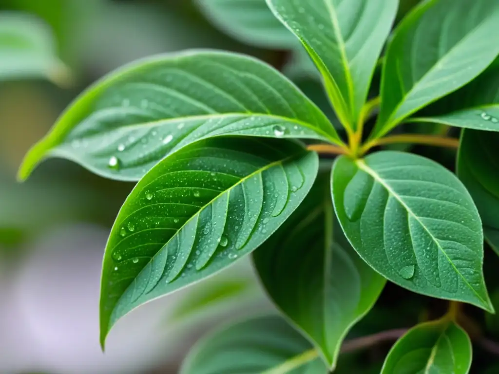 Andrographis: frescura y vitalidad en la naturaleza Detalles vívidos de la planta de Andrographis con gotas de rocío, evocando frescura y vitalidad