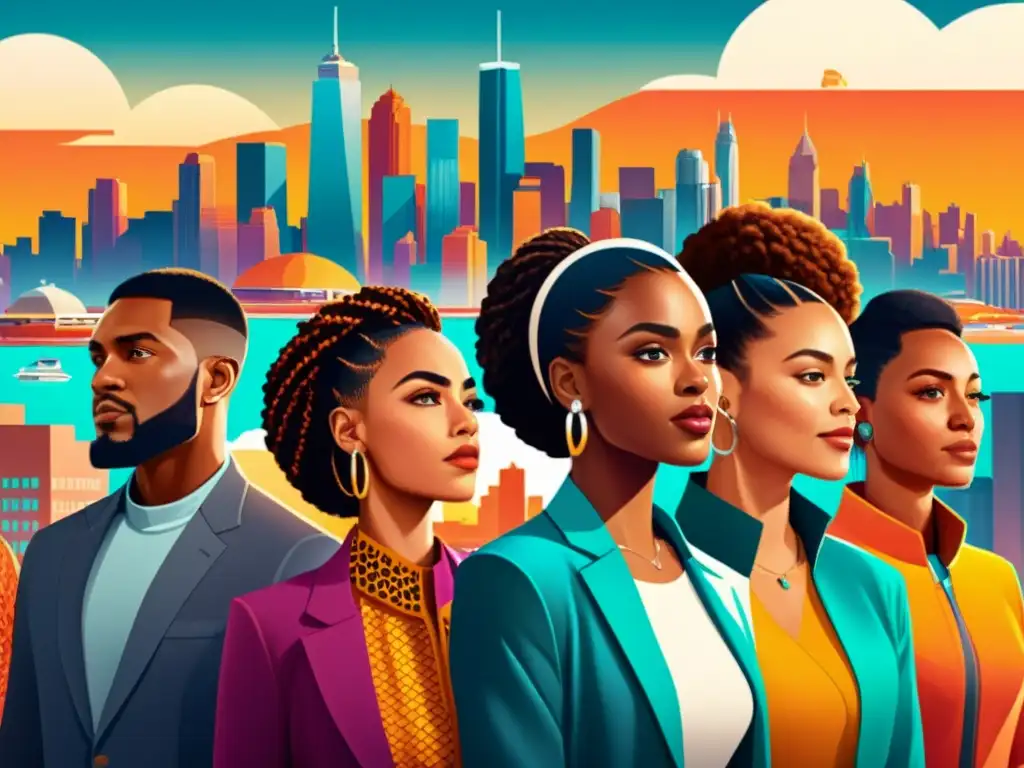 Resiliencia racial y étnica: Ilustración digital de unidad en la diversidad Dibujo digital de alta resolución que muestra un grupo diverso unido, con expresiones faciales que reflejan unidad y resiliencia
