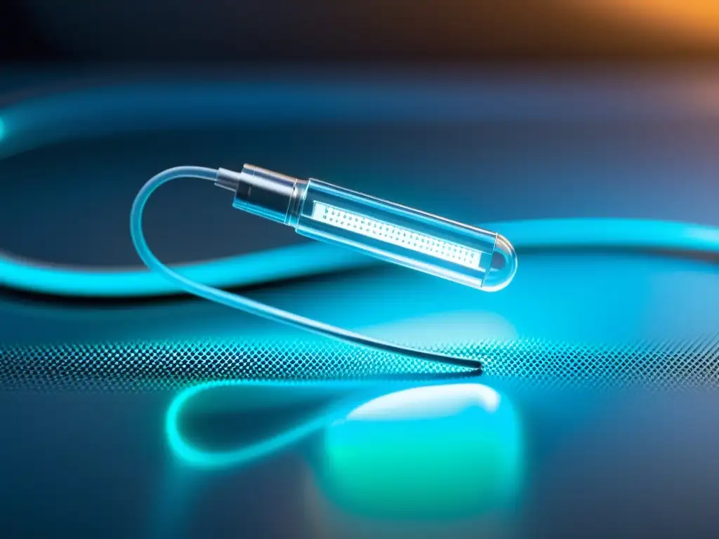 Dispositivo médico de última generación con sensores avanzados Dispositivo de monitoreo auditivo inmunológico con sensores detallados, tecnología avanzada y un laboratorio futurista estéril