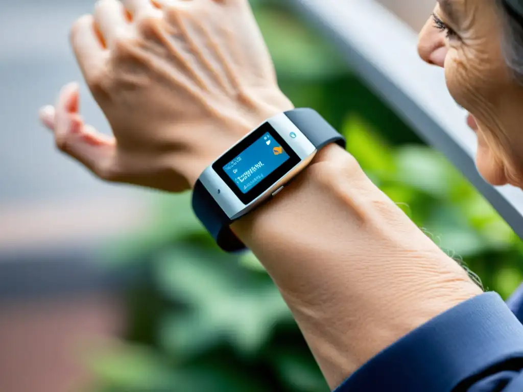 Dispositivo de salud para ancianos: tecnología avanzada y comodidad Un dispositivo de monitoreo de inmunidad para ancianos, moderno y confortable, en un entorno cálido y acogedor