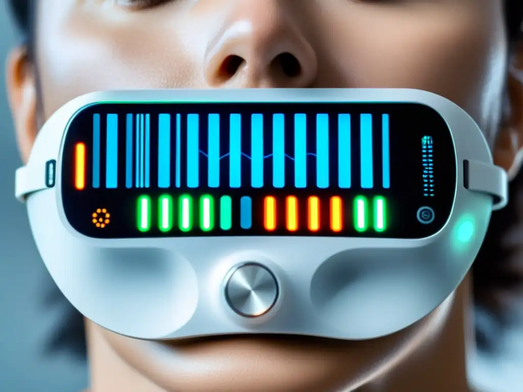 Monitor respiratorio de alta tecnología: diseño moderno y datos precisos Dispositivo de monitoreo de respiración de alta tecnología en entorno médico blanco