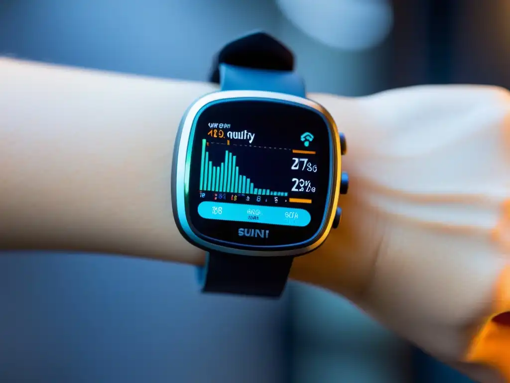 Dispositivo portátil de alta tecnología para el cuidado del medio ambiente Un dispositivo portátil de vanguardia muestra datos en tiempo real sobre la calidad del aire y otros factores de riesgo ambiental