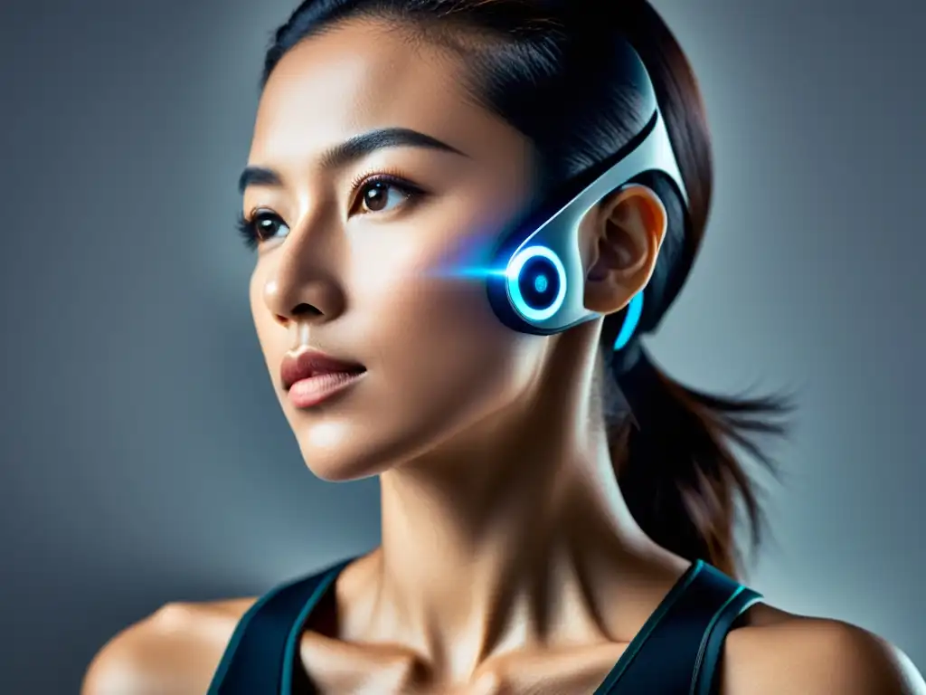 Dispositivo portátil de alta tecnología para evaluar la calidad del aire Un dispositivo wearable futurista para evaluar calidad del aire, con diseño elegante y avanzado