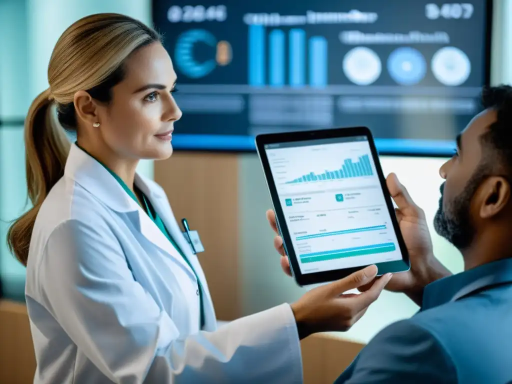 Conversación esperanzadora: Tratamiento para trastornos inmunes Doctor y paciente discuten el mejor plan de salud para trastornos inmunológicos en clínica moderna y luminosa