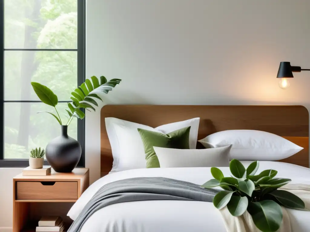 Dormitorio moderno y sereno con luz natural Un dormitorio moderno y sereno con luz natural suave