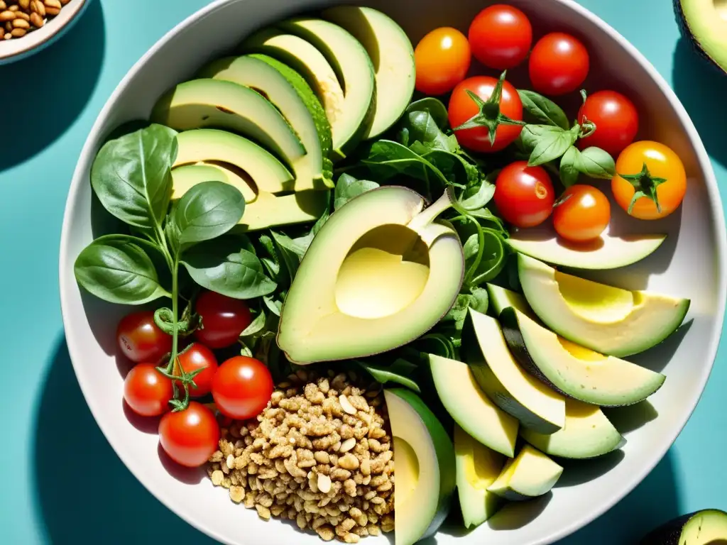 Ensalada de ingredientes frescos y coloridos Una ensalada vibrante y colorida con ingredientes frescos y orgánicos