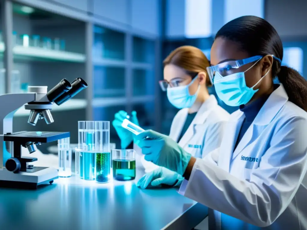 Avanzada investigación inmunológica en laboratorio futurista Equipo científico en laboratorio de vanguardia desarrollando respuestas inmunológicas innovadoras para combatir enfermedades emergentes