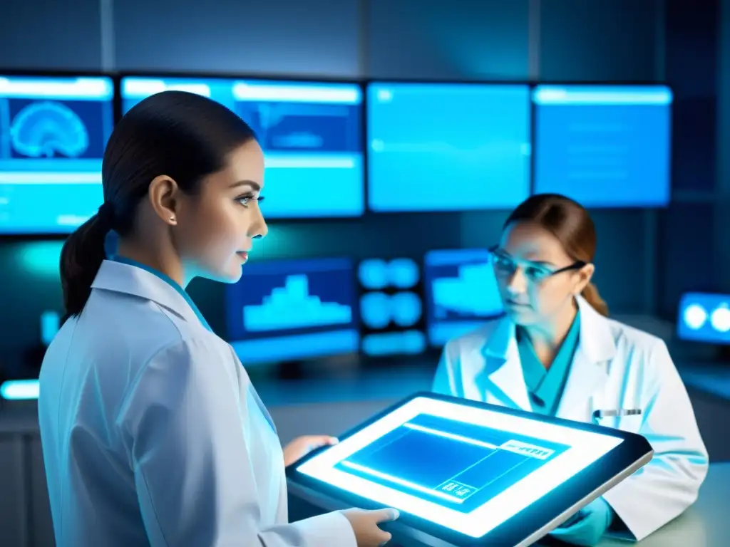 Centro médico futurista: tratamiento experto para inmunodeficiencia Equipo médico de vanguardia trata a paciente con inmunodeficiencia en moderna instalación médica