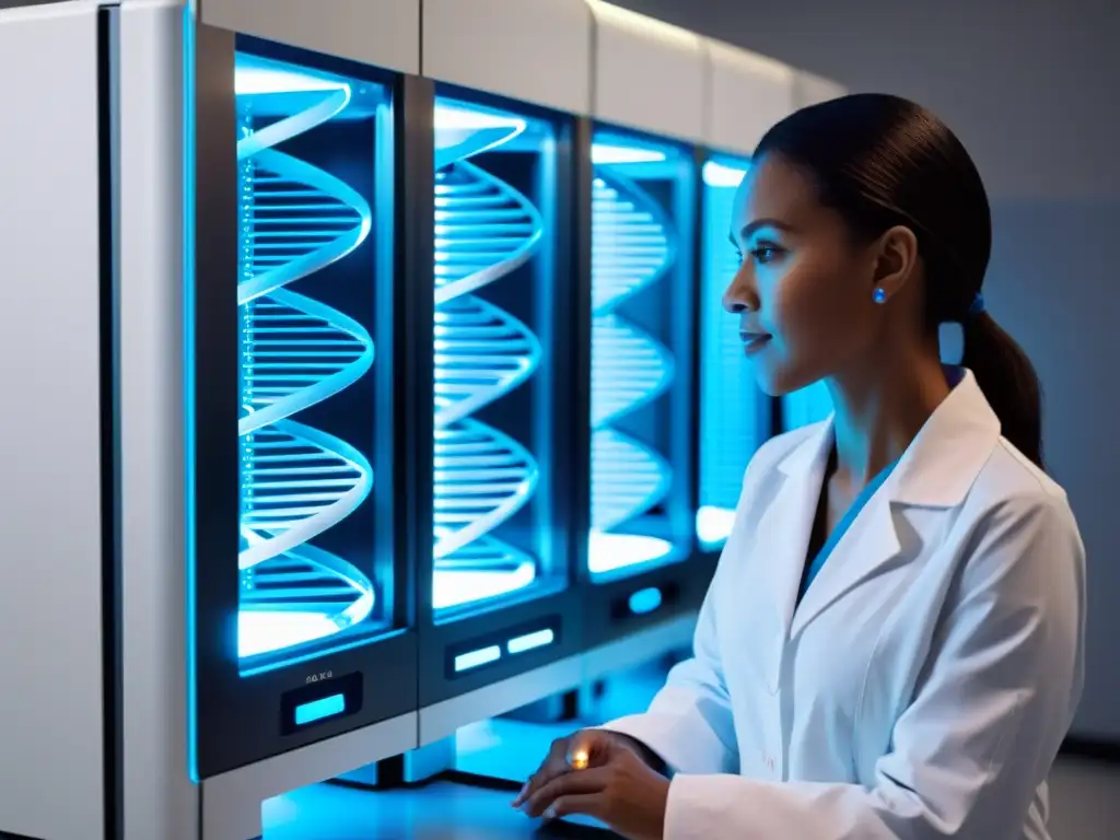 Avanzada secuenciación de ADN para enfermedades autoinmunes Equipo de genómica personalizada para tratamiento de enfermedades autoinmunes, rodeado de científicos en laboratorio