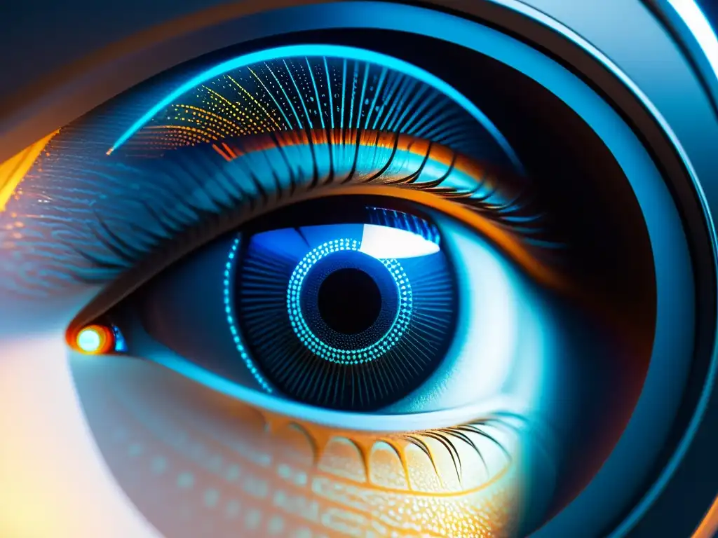 Escáner retinal de alta tecnología: diseño futurista y precisión Un escáner retiniano de alta tecnología en un entorno clínico con luces LED futuristas y una interfaz amigable