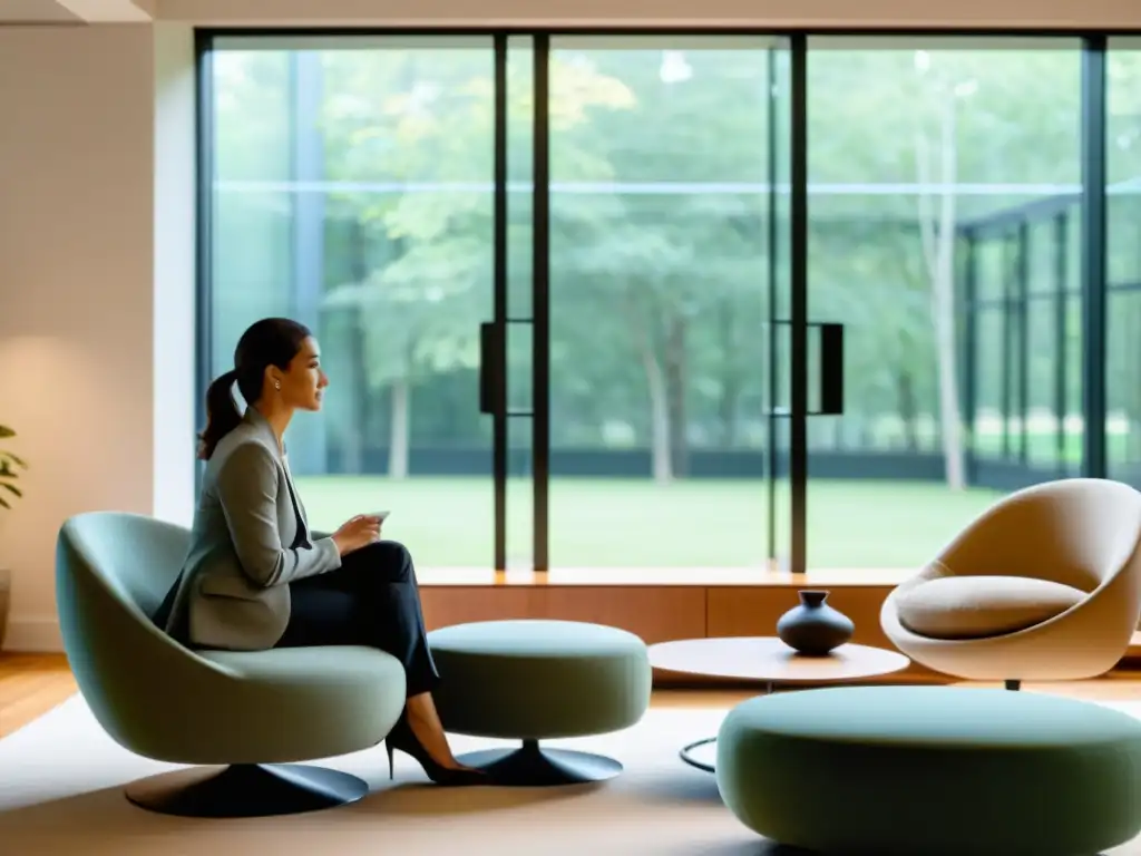 Oficina de coaching moderna y tranquila: Apoyo emocional Un espacio de coaching emocional para fortalecer sistema inmunológico, con luz natural, calidez y confianza en la conversación
