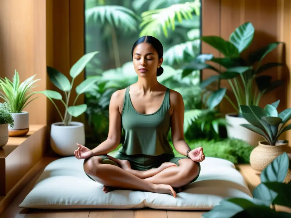 Espacio de meditación serena para restaurar energía Espacio de meditación sereno con función inmune restaurada mediante meditación