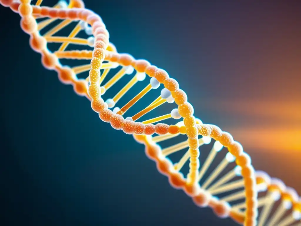 Avances genéticos: estructura de ADN y células inmunes Una estructura de ADN detallada con fondo futurista, rodeada de células inmunes abstractas