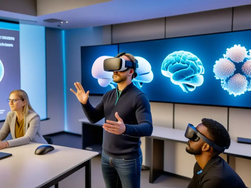 Clase de realidad virtual: Sistema inmune en 8k Estudiantes exploran el sistema inmunológico en aula de realidad virtual