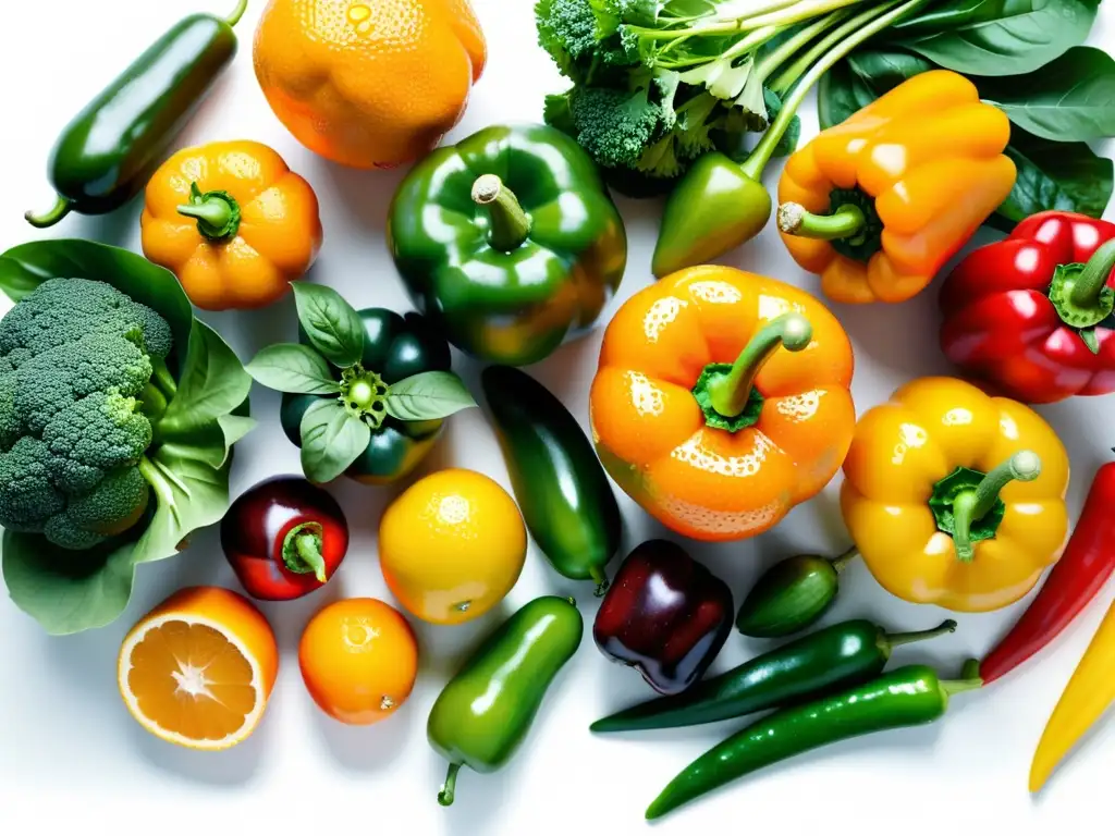 Selección fresca y vibrante de frutas y verduras para mejorar la inmunidad Una explosión de frescura y vitalidad con frutas y verduras vibrantes