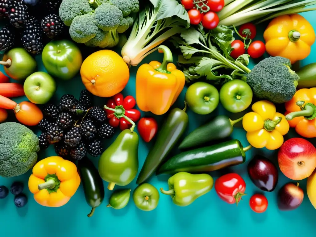 Nutrición vital: 8k imagen de frutas y verduras inmunoestimulantes Una exquisita composición de frutas y verduras coloridas, fortalecimiento sistema inmunológico epidemias globales