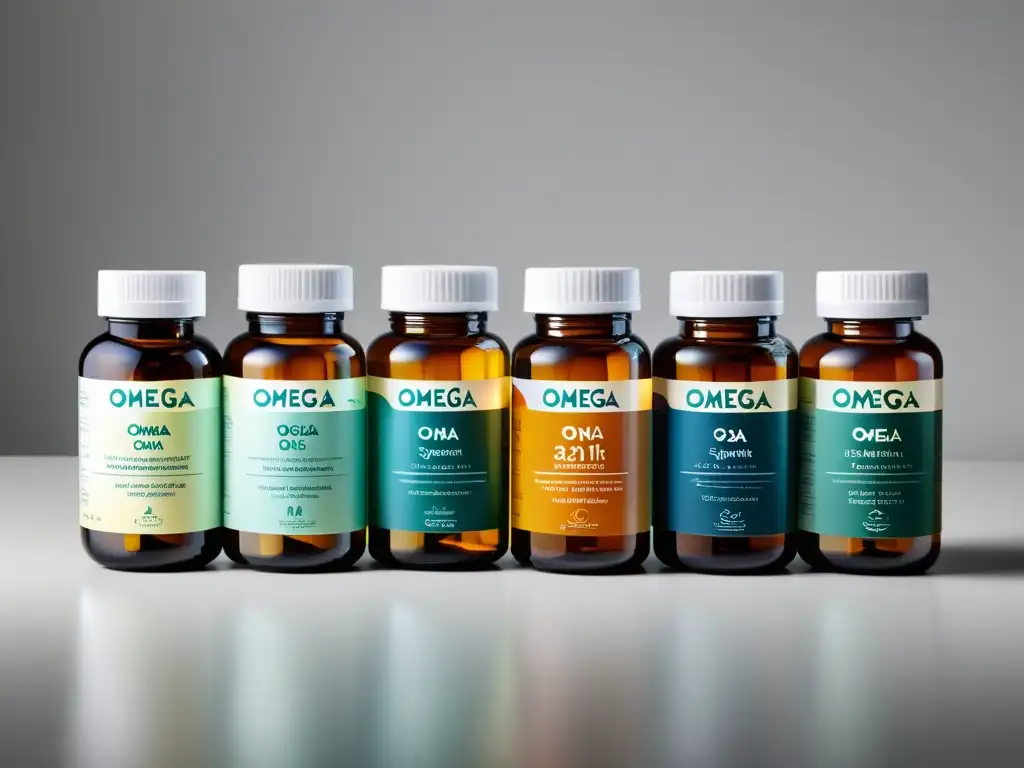 Suplementos de Omega-3: Precisión Científica Una fila de suplementos de omega 3 con diseño profesional y precisa, resaltando beneficios para el sistema inmunológico