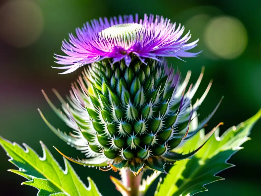Cardo Mariano: Belleza y Vitalidad Natural Captura la frescura y vitalidad del cardo mariano, resaltando sus beneficios para inmunidad en una imagen vibrante y detallada