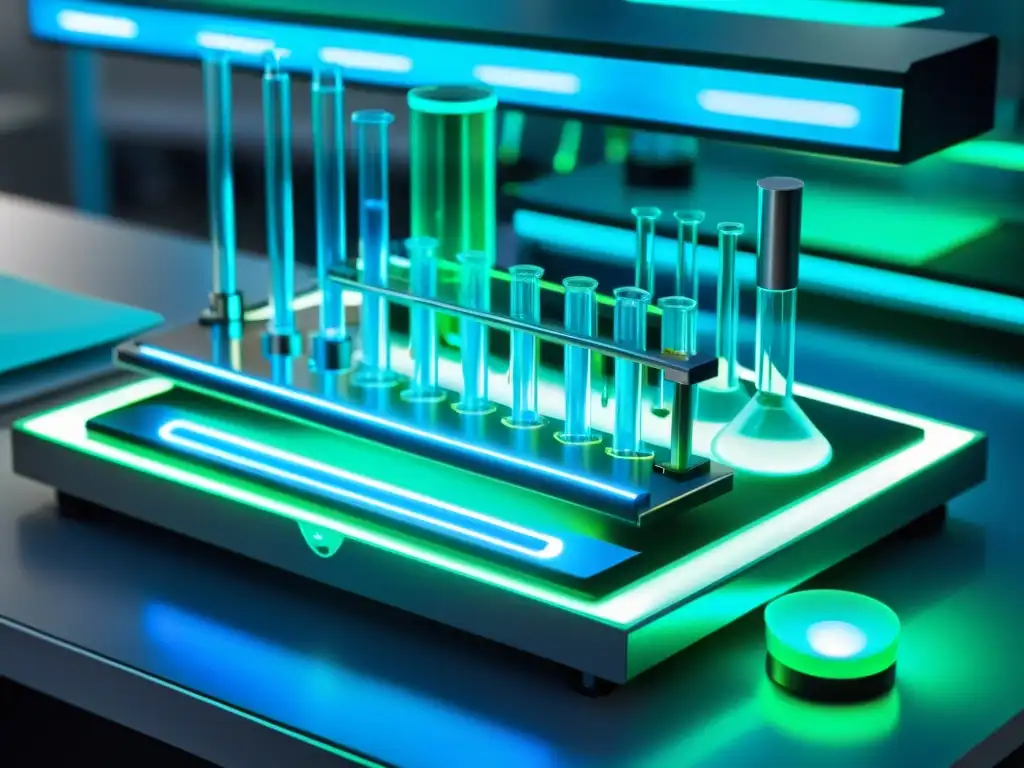 Avanzada tecnología biomédica para detección temprana de Hashimoto Futuro biomédico: dispositivo avanzado rodeado de instrumentos científicos en un laboratorio organizado