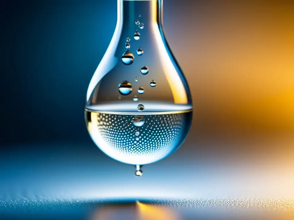 Gotas de agua en laboratorio: belleza científica y salud Gotas de agua en laboratorio con importancia de la hidratación para inmunidad