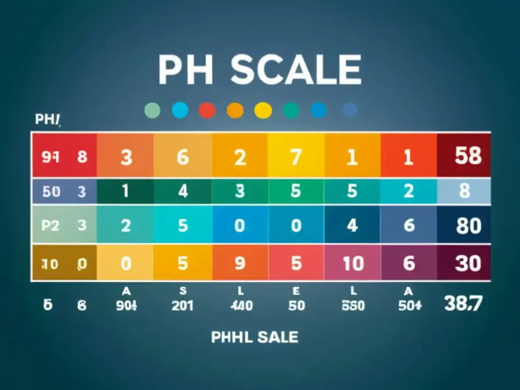 Gráfico detallado de pH: colores vibrantes y claros Gráfico de escala de pH colorido y detallado en un fondo moderno, resaltando la importancia del pH corporal en inmunidad