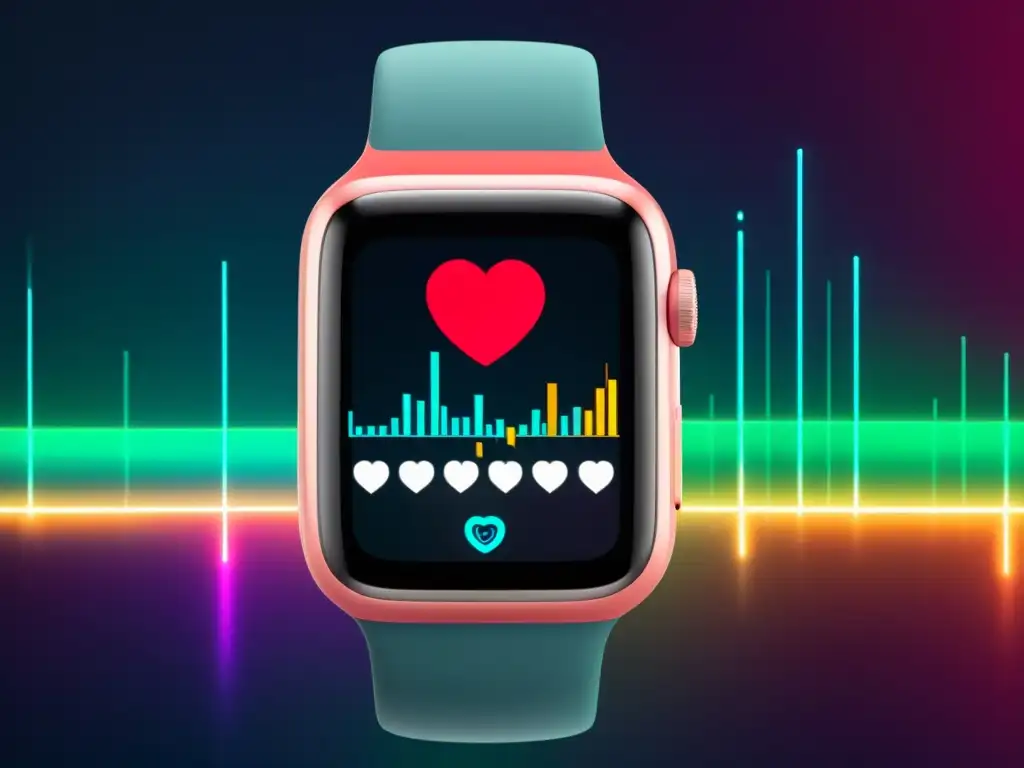 Gráfico de Variabilidad del Ritmo Cardíaco en Smartwatch Gráfico de variabilidad de la frecuencia cardíaca en un smartwatch, destacando los beneficios para la salud inmunológica
