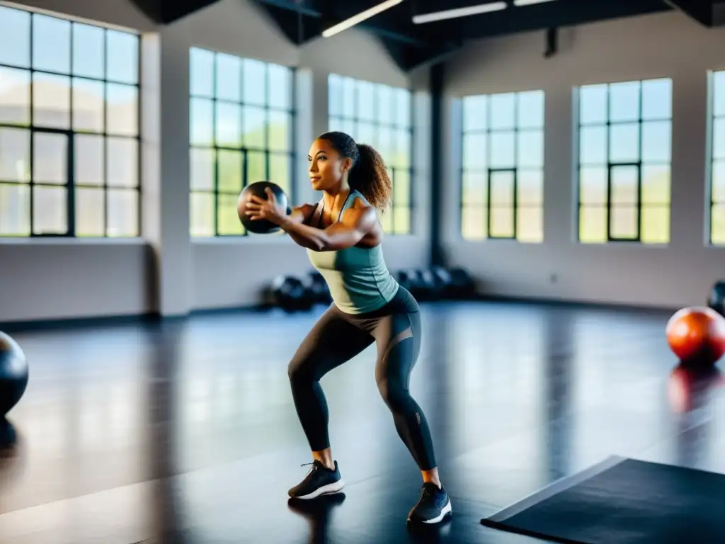 Entrenamiento HIIT en gimnasio moderno Grupo diverso se ejercita con intensidad en moderno gimnasio, fomentando nutrición y ejercicio para sistema inmune