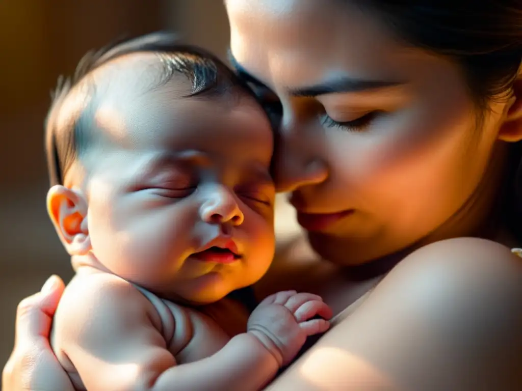 Tierno amamantamiento: madre y bebé en un vínculo sereno Una hermosa escena de lactancia materna, resaltando los beneficios para el sistema inmunológico del bebé