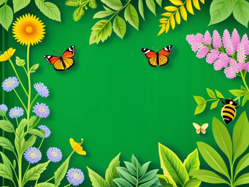 Jardín medicinal vibrante con detalle realista Una ilustración detallada de un exuberante jardín lleno de hierbas medicinales coloridas, perfectas para fortalecer el sistema inmunológico infantil