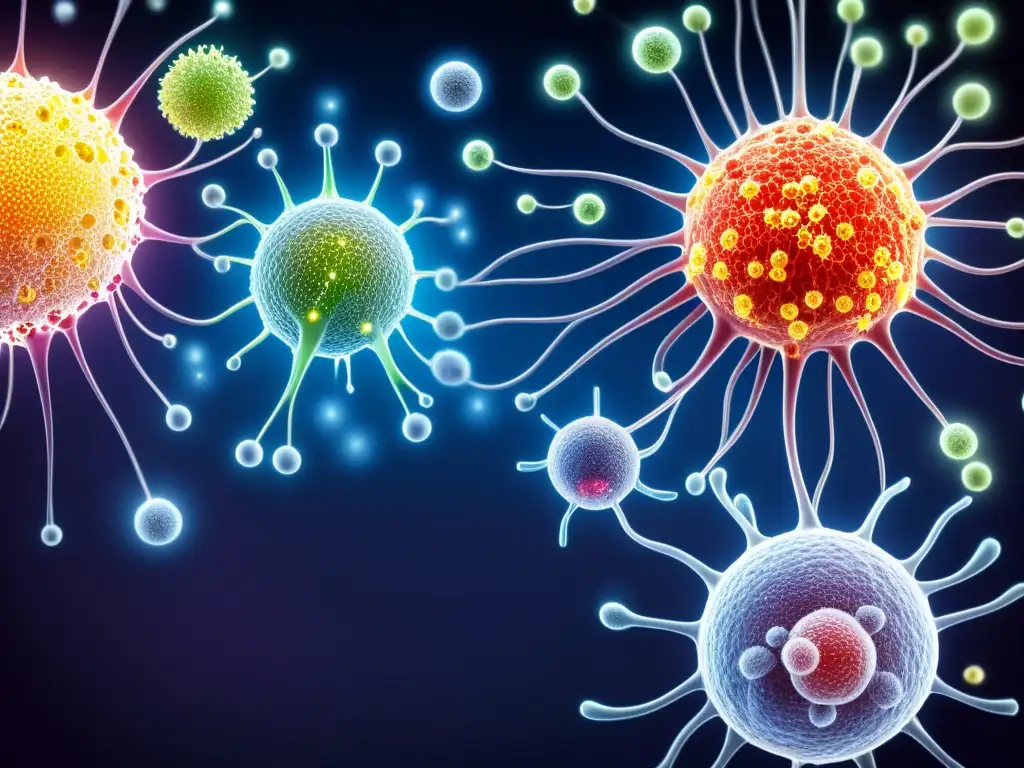 Una ilustración detallada del sistema inmunológico humano, mostrando la compleja red de células, tejidos y órganos trabajando juntos para defender el cuerpo contra patógenos