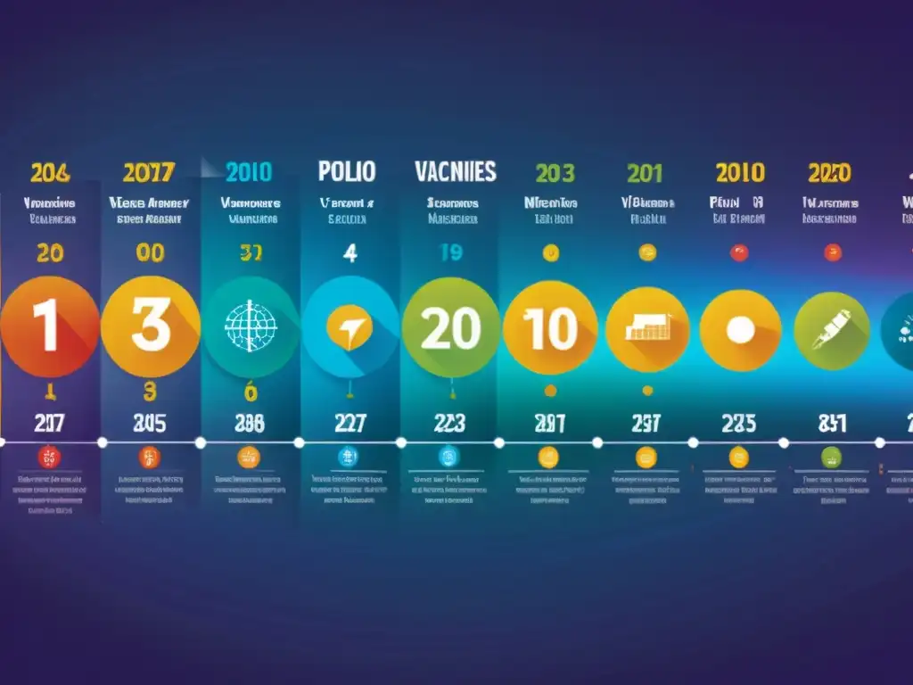 La evolución de las vacunas: hitos históricos y avances modernos Una ilustración digital detallada muestra la importancia histórica de las vacunas en el sistema inmunológico, desde la vacuna contra la viruela hasta la tecnología de vacunas de ARN mensajero, en un entorno futurista vibrante y dinámico