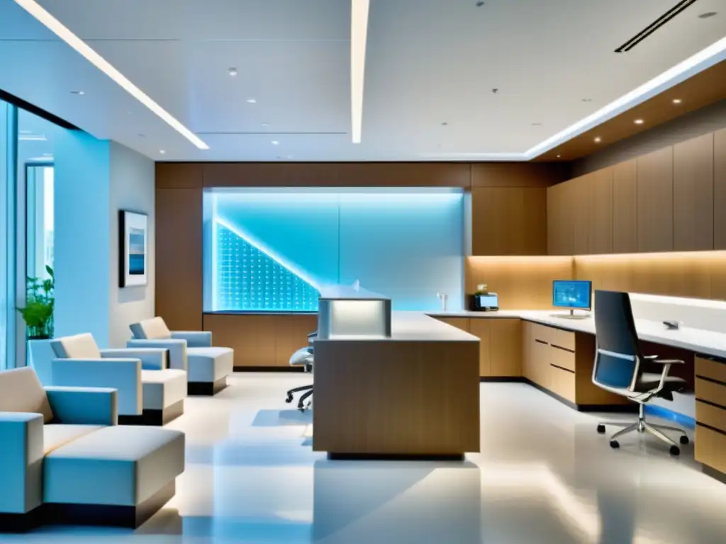 Imagen de consulta con inmunólogos especializados en una moderna clínica médica, transmitiendo experticia y empatía