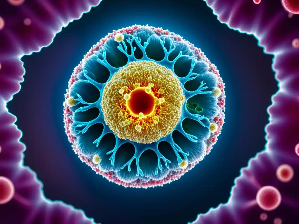 Combate microscópico: Inmunocélula ataca virus Imagen detallada de una célula inmune atacando una célula infectada por virus