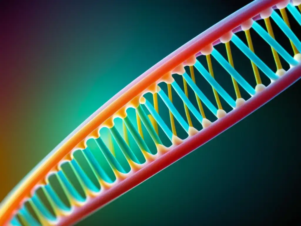 Espectacular imagen en alta resolución de la estructura de ADN Una imagen detallada de una estructura de doble hélice de ADN, destacando la complejidad molecular