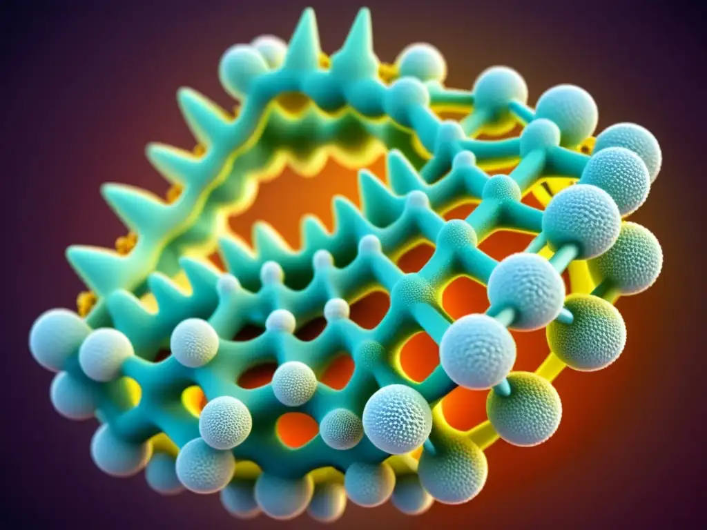 Complejidad molecular del MHC: personalización inmunológica Imagen detallada en 8k de la estructura tridimensional del complejo mayor de histocompatibilidad (MHC), destacando la personalización del sistema inmunológico a nivel molecular con vibrantes colores y precisión científica