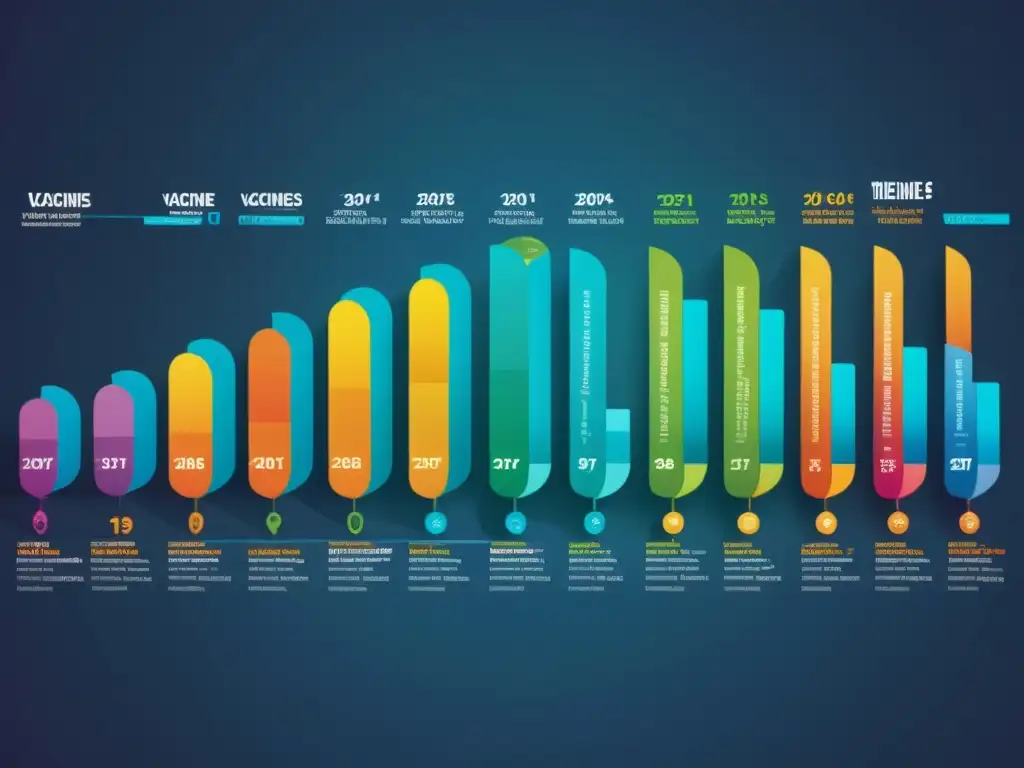 Evolución de Vacunas: de la Antigüedad a la Tecnología mRNA Imagen detallada de una línea de tiempo mostrando la evolución de las vacunas