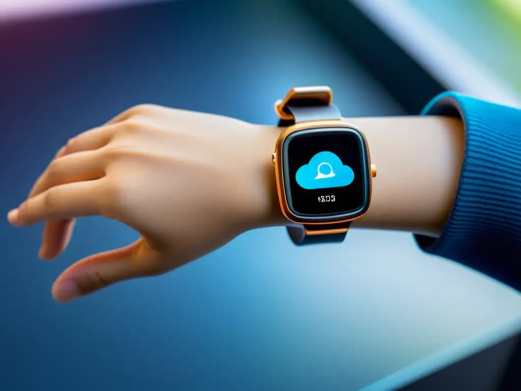 Dispositivo futurista para niños: innovación y salud Imagen de un dispositivo wearable futurista para niños, con detalles metálicos y materiales flexibles, fortaleciendo el sistema inmune