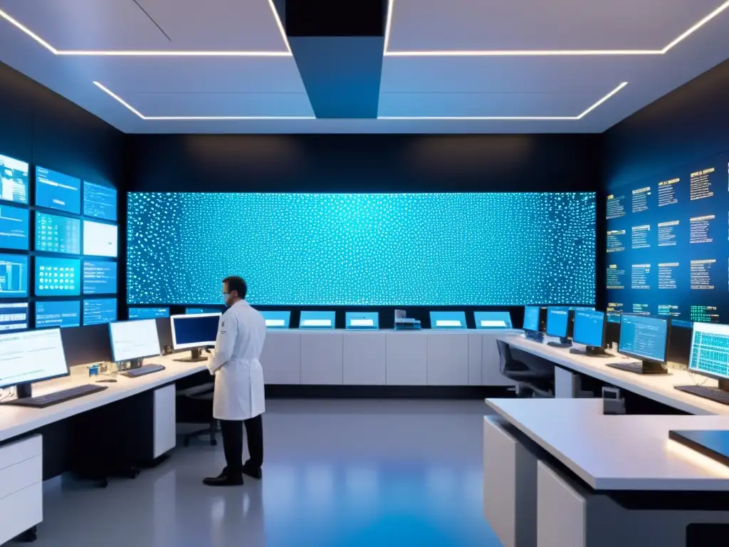 Avances en Terapia Génica y Inmunoterapia contra el Cáncer Imagen de laboratorio futurista con científicos trabajando en técnicas avanzadas de terapia génica cáncer inmunidad