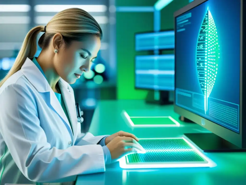 Edición genética personalizada en laboratorio futurista Imagen de laboratorio futurista con terapias personalizadas para el sistema inmunológico en ADN y células microscópicas