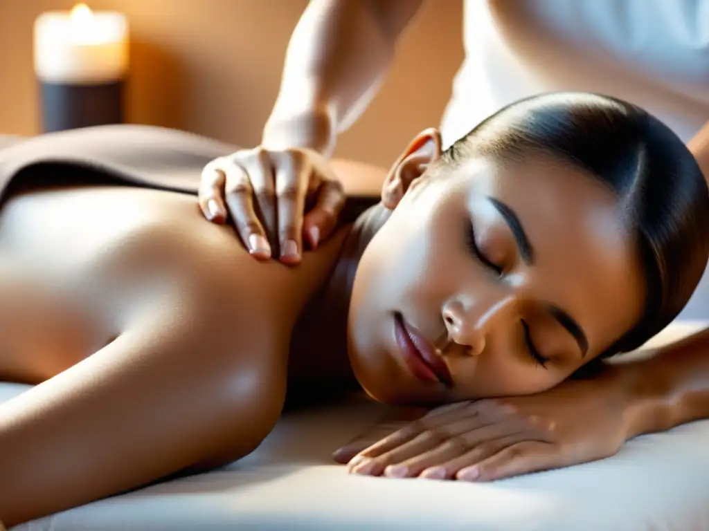 Masaje relajante en centro wellness Imagen de un masaje relajante con beneficios inmunológicos, transmitiendo calma y alivio