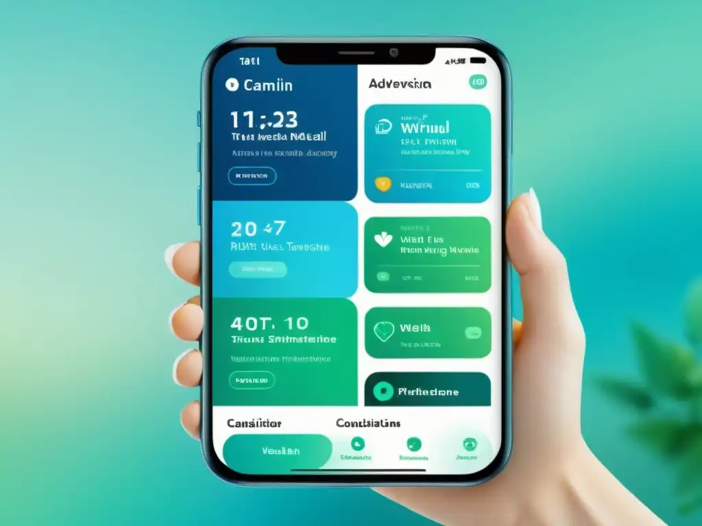 App médica: tecnología inclusiva y tranquilidad Imagen de smartphone con app médica amigable y consejos de salud personalizados, promoviendo la accesibilidad y la inclusividad