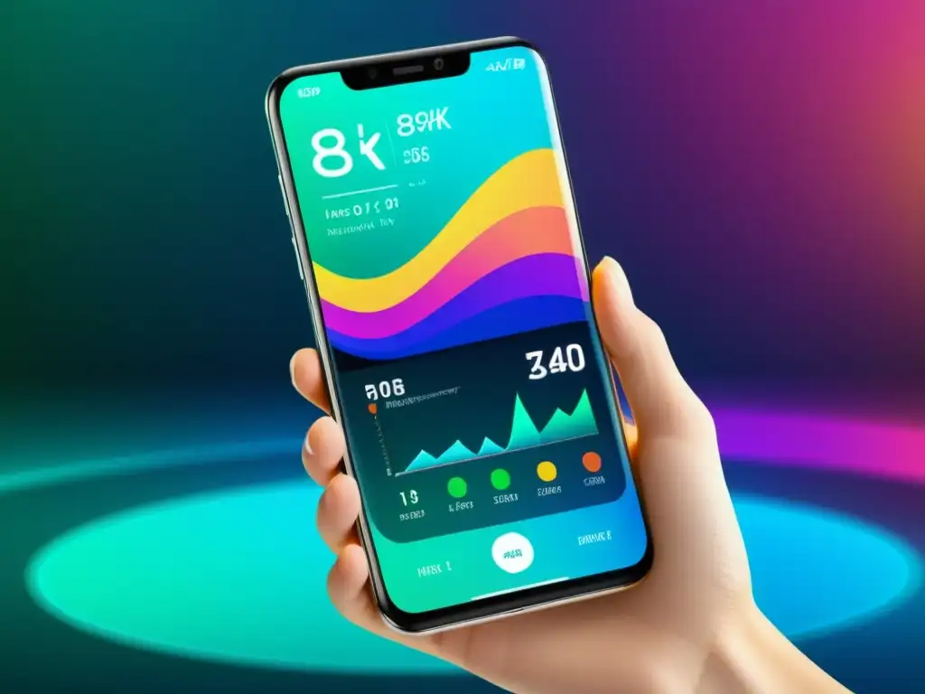 Imagen 8k de smartphone moderno con app futurista para detección deficiencias sistema inmunológico en entorno profesional y minimalista