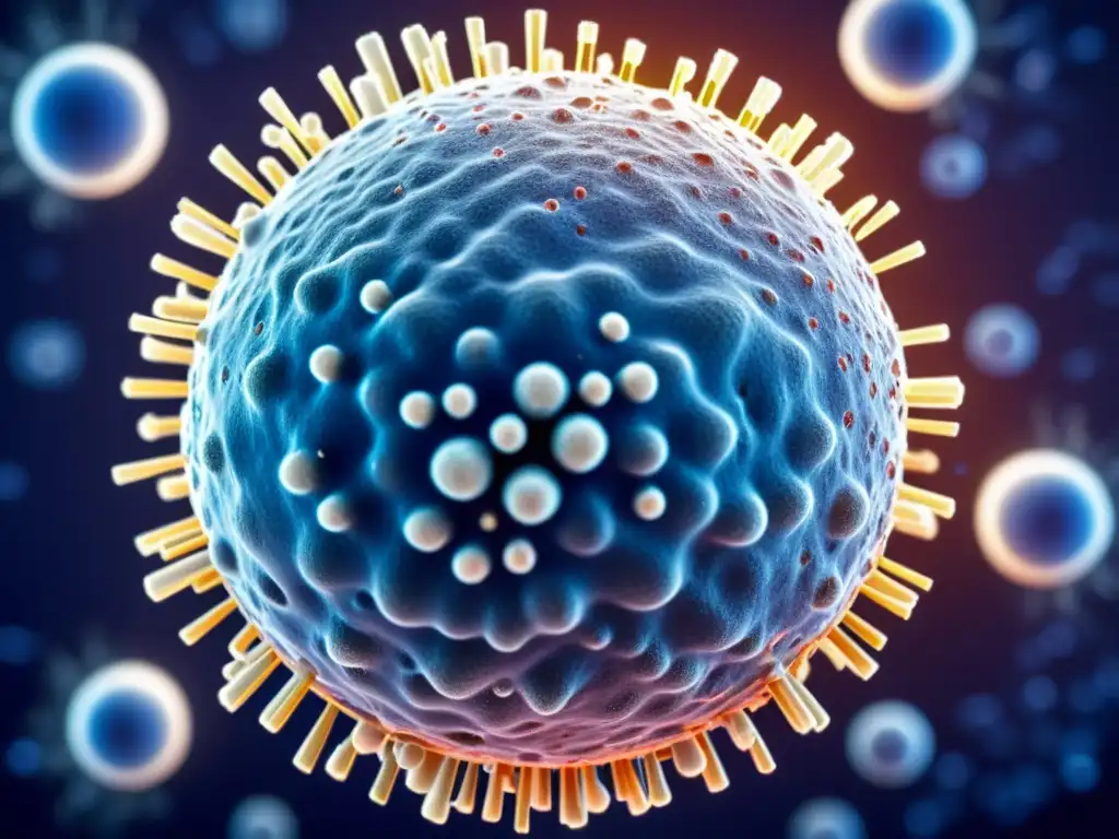 Batalla épica: glóbulos blancos vs Una impactante imagen de células blancas combatiendo un virus, con detalles molecular y colores vibrantes