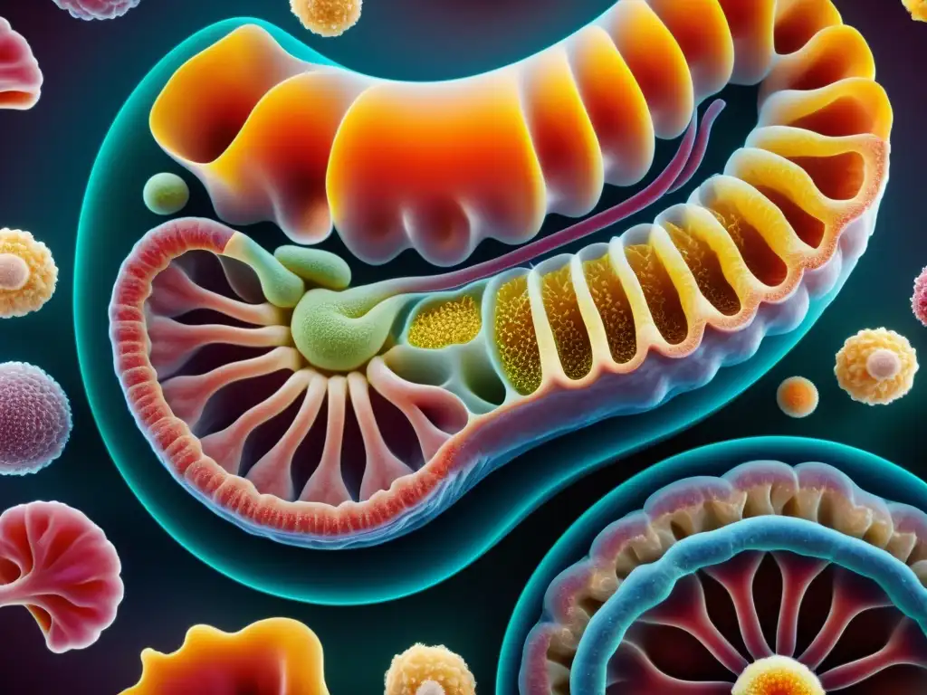 Microbiota intestinal en 8k: asombrosa diversidad y colorido Una impactante imagen en 8k muestra la microbiota intestinal y su relación con enfermedades autoinmunes