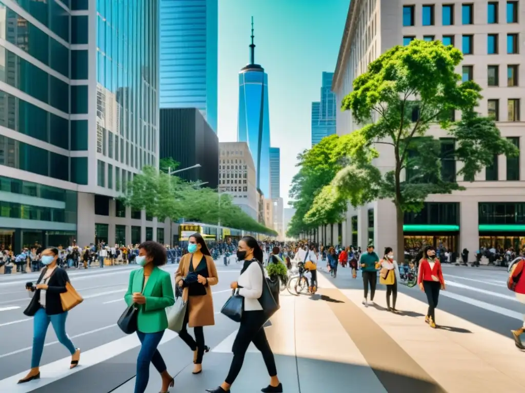 Vida urbana: diversidad, movilidad y salud pública La impactante movilidad urbana y su influencia en la inmunidad pública, reflejando la diversidad y dinamismo de la ciudad