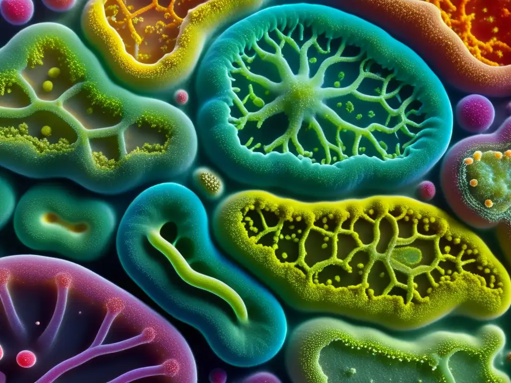 Microbiota vibrante: diversidad bacteriana en detalle Una impresionante comunidad bacteriana diversa, con impacto en el sistema inmunológico, exhibe su vibrante y colorido paisaje microbiano