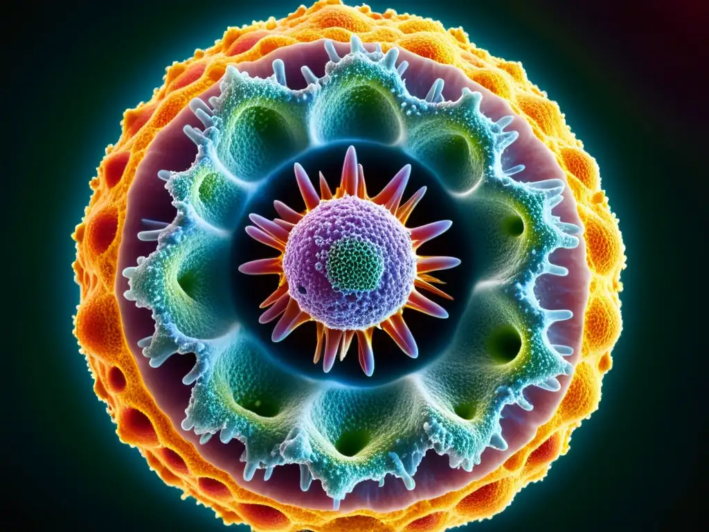 Proceso de Inmunidad: Célula humana atacando virus Un impresionante microscópico de una célula inmune atacando y destruyendo un virus, demostrando la resiliencia del sistema inmunológico
