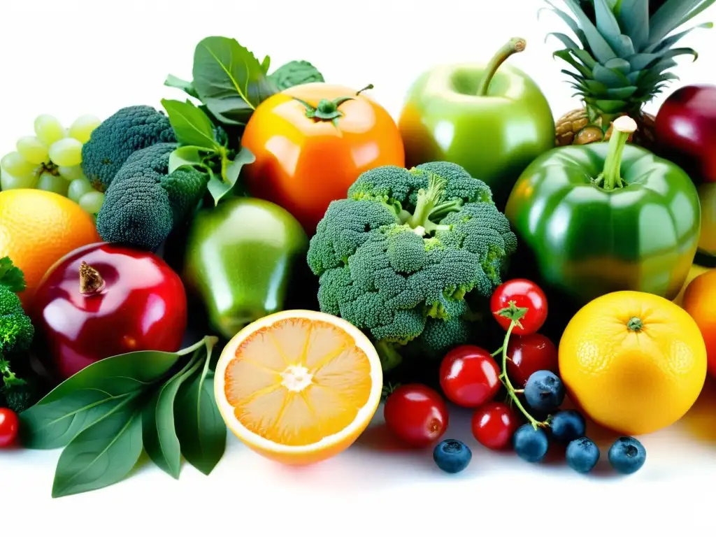 Deliciosos Frutos y Vegetales: Una Explosión de Color y Frescura Una impresionante variedad de frutas y verduras frescas y coloridas, perfecta para suplementos fortalecer sistema inmune 2023