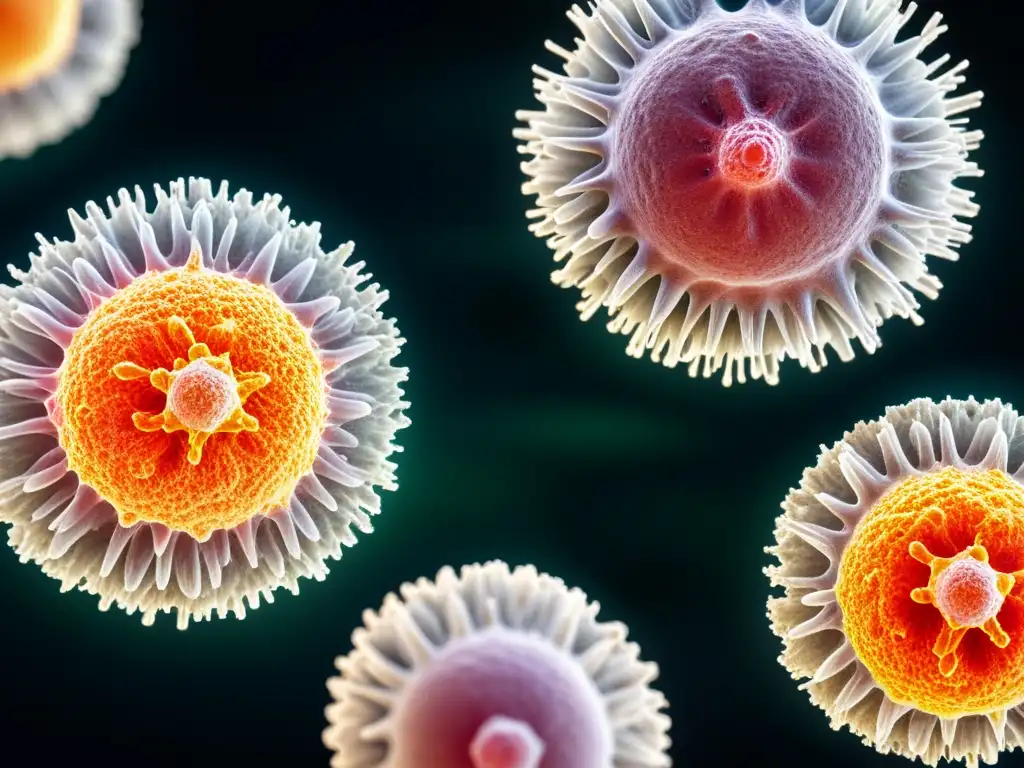 Interacción dinámica de células asesinas naturales en acción Un impresionante vistazo microscópico a las células asesinas naturales en acción, mostrando su intrincada interacción con las células infectadas
